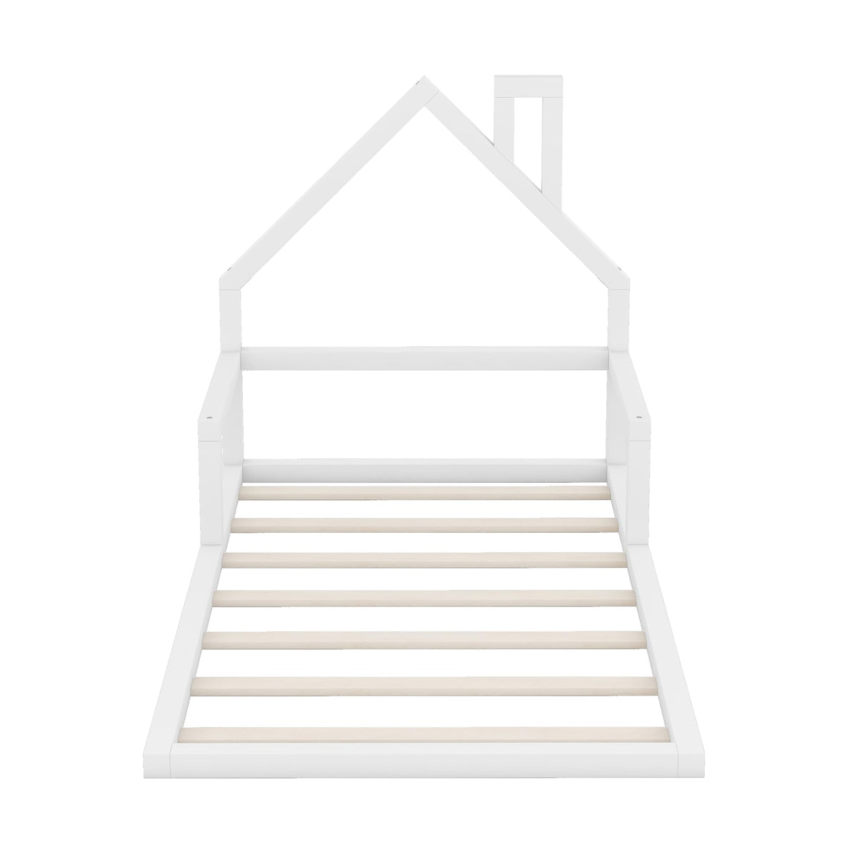 Harper & Bright Designs Twin House Bed Frame with Solid Wood Slats - White Harper & Bright Designs