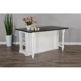 Pemberly Row 71.5" x 38" Farmhouse Wood Kitchen Island with Adjustable Shelves, Ample Storage Space, in White & Dark Brown Finish Pemberly Row