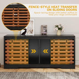 DWVO 71" Double Dog Crate Furniture for 2 Dogs with Sliding Fence Door, Heavy Duty Dual Dog Kennel TV Stand Large Dogs, Indoor Decorative Wooden 2 Dog Cage Table for Living Room, Black & Walnut DWVO