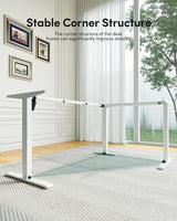 FEZIBO L Shaped Electric Standing Desk, 63 x 48inch Large with Drawers | Reversible Tabletop, 2 Memory Height Settings | Home Office & Gaming Height-Adjustable Table, Light Walnut （2 Packages） FEZIBO