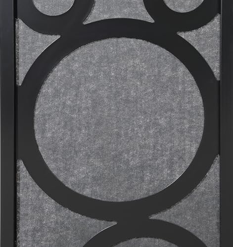 Roundhill Furniture Tavari 4-Panel Room Divider, Decorative Folding Freestanding Privacy Screen, Black Roundhill Furniture