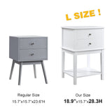 conifferism White Nightstand 2 Drawers and Storage Shelf, 28" High Bedroom Night Stand, Contemporary Modern Bed Side Table, Living Room Country Cottage 19" Wide End Table Metal Sliders conifferism