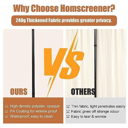 Room Divider Portable 132'' Partition Room Dividers and Folding Privacy Screens 6 Panel Wall Divider for Room Separation, Freestanding Fabric Room Divider Panel with Wheels for Home Office Hospital HOMSCREENER