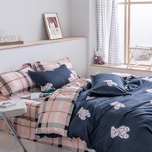 HALOZI Duvet Cover Set Twin Size Little Bear Luxury Soft Bedding Set Comforter Cover with Zipper Closure and Corner Ties (1 Duvet Cover+2 Pillowcases)(Twin（68X90） inch) HALOZI