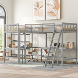 Harper & Bright Designs L-Shaped Loft Bed with Desks, Wood Twin Size Loft Bed with Ladder & 2 L-Shaped Desks, Corner Twin Bed for Kids, Teens, Adults (Gray) Harper & Bright Designs