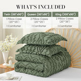 Amélie Home Boho Comforter Set, 2 Piece Bedding Set with 1 Pillow Case, Soft Microfiber Comforter with Hollow Fiber Fill, Lightweight All-Season Comforter for Farmhouse & Modern Bedroom, Twin, Green Amélie Home