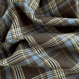 DONEUS Buffalo Plaid Duvet Cover Set 100% Washed Cotton Natural Linen Like Super Soft Comfy 3 Piece Brown Blue Gingham Checkered Bedding Set with Zipper Closure (Queen 90"x90", for All Seasons) DONEUS