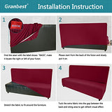 Granbest Water Repellent Futon Cover High Stretch Armless Sofa Covers Foldable Sofa Bed Covers Jacquard Futon Slipcover Waterproof Furniture Protector for Kids, Pets (Futon, Wine Red) Granbest