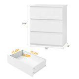 Bamjoy White Nightstand with 3 Drawers, Beside Table with Drawers for Bedroom, Small Side Table Storage Cabinet 3 Drawer Night Stand for Home Office, 18.0W x 14.0D x 24.8H Inches Bamjoy