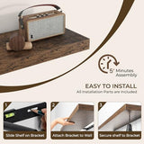 RICHFOCUS 72Inch Floating Shelves for Wall 2 Pack Shelves for Bedroom|Kitchen|Bathroom Wall Mounted Rustic Wood Floating Shelf with Invisible Brackets for Books|Storage|Decor, Rustic Brown RICHFOCUS