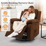 Korser Recliner Chair, 360 Swivel Rocker Chair for Adults, Small Rocking Recliner for Small Spaces, Upholstered Fabric Glider Recliner Nursery