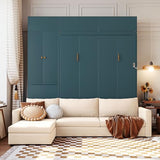 Harper & Bright Designs Queen Size Murphy Bed, Wall Bed with Sofa and Shelves, Beige Harper & Bright Designs
