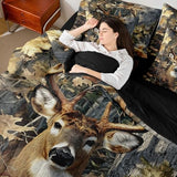 Erosebridal Deer Camo Queen Comforter Set with Sheets Rustic Hunting Bedding Set 7-Piece for Men Boys Kids Adults Camouflage Army Deer Bed in A Bag Vintage Hunting Animals Quilt Duvet Insert Erosebridal