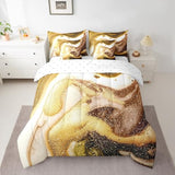Erosebridal Comforters King Size Set with Sheets for Kids Gold White Marble Bedding,7 Pieces Bed in a Bag King Modern Bedding Sets with Comforter, Sheets, Pillowcases and Cushion Cases Erosebridal