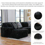 Signature Design by Ashley Midnight-Madness Contemporary L-Shaped 2-Piece Sectional Sofa with Chaise for Living Room, Black Signature Design by Ashley