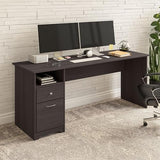 Bush Furniture Cabot Desks for Home Office with Storage and Chrome Hardware | Elegant Computer Table with Drawers, 72W, Heather Gray Bush Business Furniture