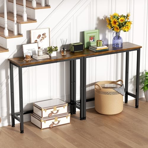 GRLEAF 29.5" Narrow Console Table, Small Entryway Table, Thin Hallway Table Skinny Sofa Side Display Table for Entrance, Bedroom, Living Room, Foyer, Corridor, Office - Rustic Brown (9.5" Deep) GRLEAF
