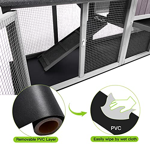 Rabbit Hutch Indoor Outdoor Bunny Cage with Large Run,Chicken Coop Wooden Small Animal House Upgrade with Bottom PVC Layer,Waterproof Roof GUTINNEEN