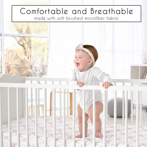 Sweet Jojo Designs 4-Piece Baby Crib Bedding Set (Pink Bows) for Girls, Infants/Nursery incl. Blanket, Fitted Sheet, Skirt, Diaper Stacker (Ruffles, Bow, Ballet Dancer, Ballerina Princess Collection) Sweet Jojo Designs