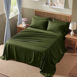 Homiest Extra Deep Pocket King Size Sheets Set, 6 Pieces Soft Olive Green Sheets 18-24 Inch Deep Pocket Bed Sheets, Hotel Luxury 1800 Thread Count Microfiber Bed Set Fits Ultra Deep Mattress Homiest