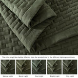 WDCOZY Olive Green King Size Quilt Set, Geometric Box Lightweight Bedspread, Soft Farmhouse Rustic Coverlet, Spring Summer Thin Comforter, Country Bedding, 104x90 inches WDCOZY