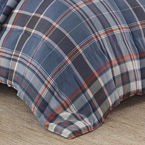 Eddie Bauer - Twin Comforter Set, Reversible Down Alt Bedding with Matching Sham, Oeko-Tex Certified, Dorm Essentials (Shasta Lake Navy) Eddie Bauer