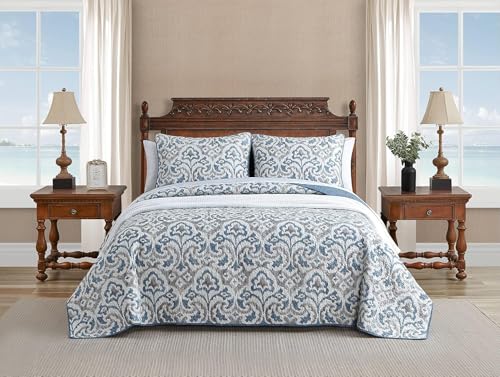 Tommy Bahama - King Quilt Set, Soft & Reversible Woven Bedding with Matching Pillowcases, Medium Weight for Year Round Comfort, 3 Piece Bed Set (Cape Verde Smoke) Tommy Bahama
