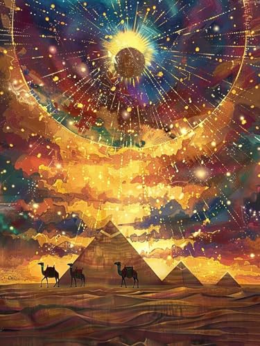 DIY 5D Diamond Painting Kits for Adults, Egypt Diamond Arts Kits, Pyramid Diamond Art Kit, Full Round Drill Diamond Paintings Mosaic Kits for Adults for Wall Room Decor, Gifts for Women 12x16 inch YL Mainland