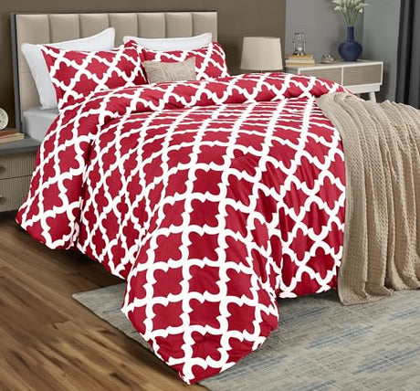 Queen Comforter Set 3 Piece Red by Utopia Bedding, Printed Comforters Queen Size, Bedding Comforters Sets, Down Alternative Soft Bed Set, 1 Comforter (88 x 88 inches) 2 Pillow Shams (20 x 26 inches) Utopia Bedding