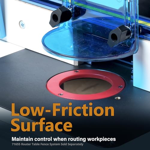 POWERTEC Router Table Top 24” x 32” w/Phenolic Template Precision Router Base with Insert Plate & Rings for Woodworking (71685) POWERTEC