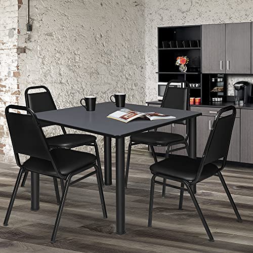 Regency Kee 48" Square Breakroom Table-, Grey Top, Black Legs (TB4848GYBPBK) Regency