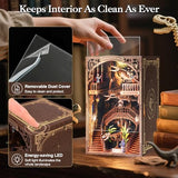 VkotaVkoty [2026 New] Dinosaur Museum Book Nook Kit with Dust Cover & LED Light, DIY Miniature House Kit Toy, 3D Wooden Puzzle Bookshelf Decor Building Kit, Birthday Gifts for Family & Friends