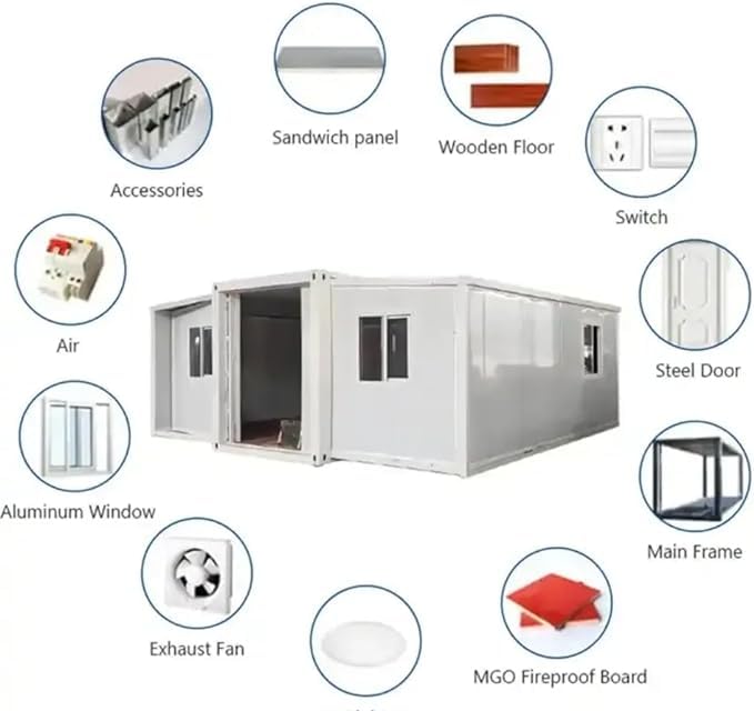 Generic Portable Prefabricated Tiny Home 20ft, Mobile Expandable Plastic Prefab House for Hotel, Booth, Office, Guard House, Shop, Villa, Warehouse, Workshop, White, PNS-002