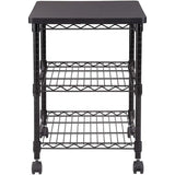 Safco Desk Side Wire Machine Stand with Wheels, 3 Tier, 200 lbs Capacity, Black Steel Frame & Multifunctional Utility Shelves. Perfect for Home, Office, Classroom & Garage Safco
