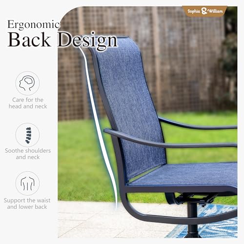 Sophia & William Outdoor Dining Set Patio Dining Sets Patio Table and Chairs Set 9 Pieces Outdoor Dining Table for 8 with Swivel Patio Chairs Patio Set for Garden Pool All Weather Blue Sophia & William