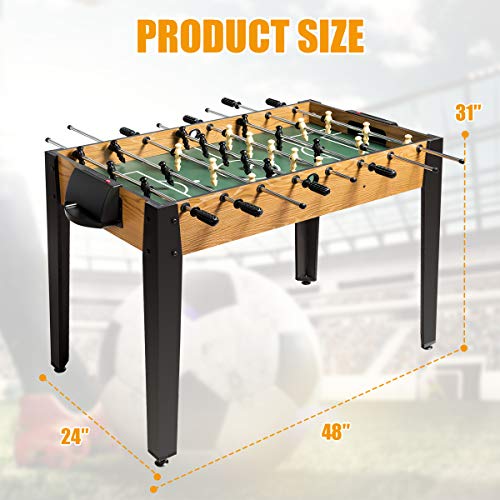 Giantex Foosball Table, Wooden Soccer Table Game w/Footballs, Suit for 4 Players, Competition Size Table Football for Kids, Adults, Football Table for Game Room, Arcades (48 inch, Wood) Giantex