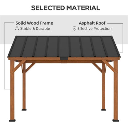 GAELOP DFHBFG 12' x 11' hardtop gazebo with wood frame and waterproof asphalt roof, gazebo canopy for garden, patio, backyard