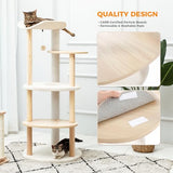 PETEPELA Cat Tree Cat Tower for Indoor Cats,5-Level Cat Play House Cat Activity Center with Scratching Posts Beige PETEPELA
