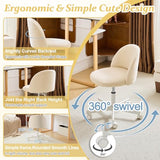VINGLI Candy Chair Armless Cute Desk Chair,Comfy Small Office Chair with Wheels,Vanity Chair Lumbar Support,Teddy Adjustable Rolling Swivel Computer Task Chair for Home Office,Bedroom,Creamy Beige VINGLI
