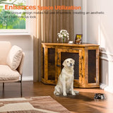 VENDORZ Corner Dog Crate Furniture, 52" Wooden Dog Kennel Furniture End Table with Mesh, Dog Kennel Indoor Furniture for Small Medium Large Dogs, Modern Decorative Wood Pet House Dog Cage Crate, Brown VENDORZ
