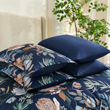 Luxudecor King Comforter Set 7 Pieces Bedding Sets, Navy Blue Floral Comforter and Sheet Set, Soft Microfiber Bed in a Bag for All Seasons (Navy Blue,104"x90") Luxudecor