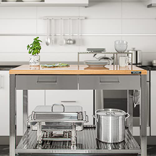 Seville Classics, Steel w/ Solid Wood Top, 48" W x 24" D x 37.5" H Seville Classics