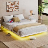 WLIVE Floating Queen Bed Frame, 1500Lbs Heavy Duty Metal Platform with LED Light and Charging Station, No Box Spring Needed, Easy Assembly, No Noise, Queen Size, Black, White WLIVE