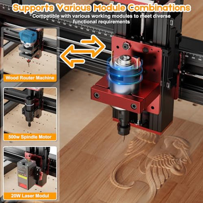 Twotrees TTC450 Pro CNC Router Machine,Upgraded 3-Axis Engraving All-Metal Milling Machine for Wood Acrylic MDF Nylon Carving Cutting - WoodArtSupply