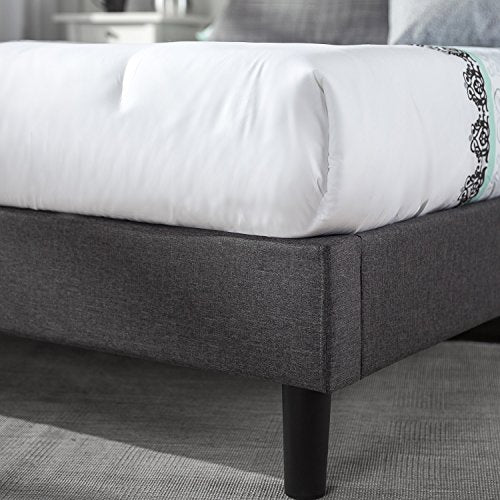 Zinus Dachelle King Upholstered Platform Bed Frame with Wood Slat Support in Dark Grey Zinus