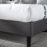 Zinus Dachelle King Upholstered Platform Bed Frame with Wood Slat Support in Dark Grey Zinus