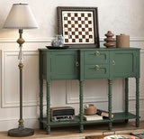 Topbele Green Entryway Table with Storge, Mid-Century Modern Console Table with 2 Drawers, Retro Narrow Long Behind Couch Sofa Table for Living Room, Foyer, Hallway Topbele