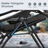 PHI VILLA Zero Gravity Chair Set of 2, Padded Anti Gravity Recliner, Oversized 28" Wide Seat, Foldable Patio Lounger with Armrest & Cup Holder, Supports 400 LBS (Blue Black) PHI VILLA