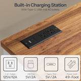 HOOBRO Large Record Player Stand with Charging Station & LED Lights, Vinyl Record Storage Table Holds up to 230 Albums, Turntable Stand with Display Shelf for Living Room, Walnut and White WH80UDRS01 HOOBRO