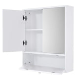 Elegant White Wall-Mounted Bathroom Mirror Cabinet with Adjustable Shelves Tangkula